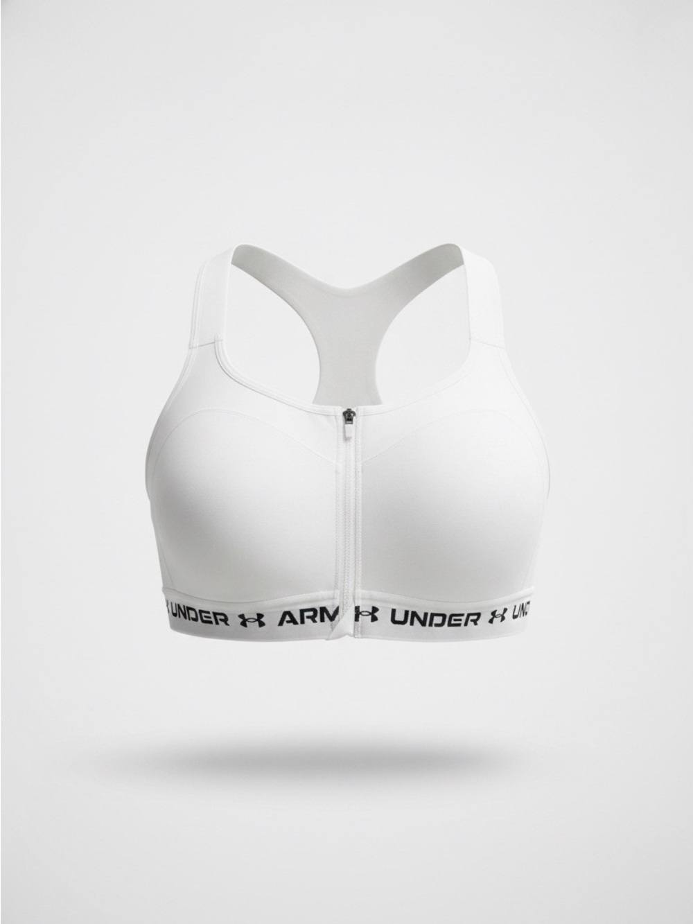 Under Armour White Front Zip Sports Bra Women’s Size 36D High Support